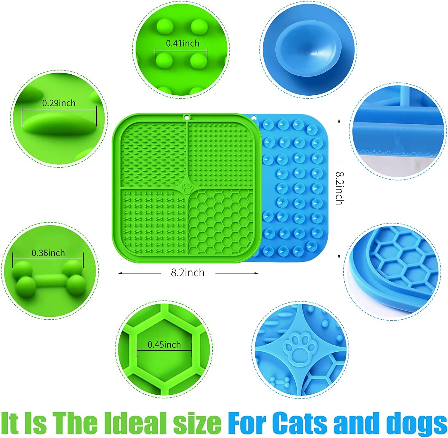 Dog Licking Mat Slow Feeder for Dogs, Premium Lick Pad with Suction Cups for Dog Anxiety Relief, Slow Feeder Dog Bowls, Bathing, Grooming and Training (Teal Mat)