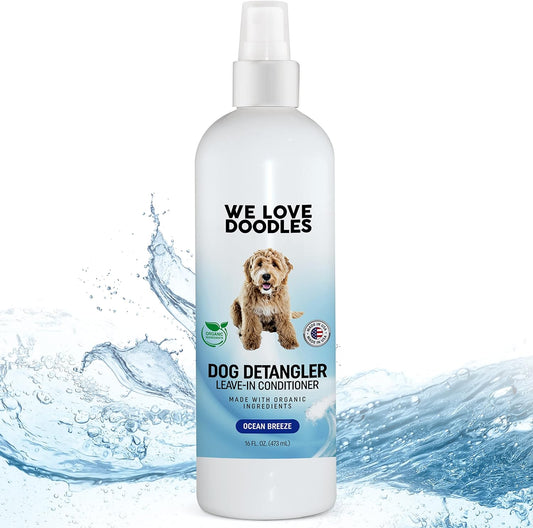 We Love Doodles Dog Detangler Spray - Leave-In Conditioner for Dogs - Dog Detangling Spray - Dematting Spray for Dogs - Tangle Remover - Made in the USA - Large 16 Fl Oz (Ocean Breeze)