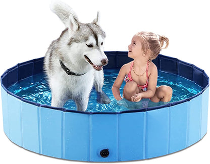 Jasonwell Foldable Dog Pool Collapsible Hard Plastic Swimming Pool Portable Kiddie Pool Pet Pool Doggie Wading Pool Bath Tub for Puppy Small Medium Large Dogs Cats and Kids 48"