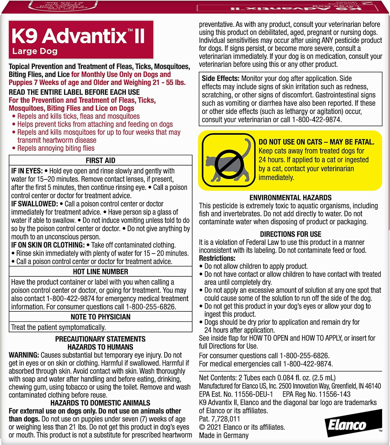 K9 Advantix II Medium Dog 11-20 Lbs & Large Dog 21-55 Lbs Vet-Recommended Flea, Tick & Mosquito Treatment & Prevention | 2-Mo Supply Each