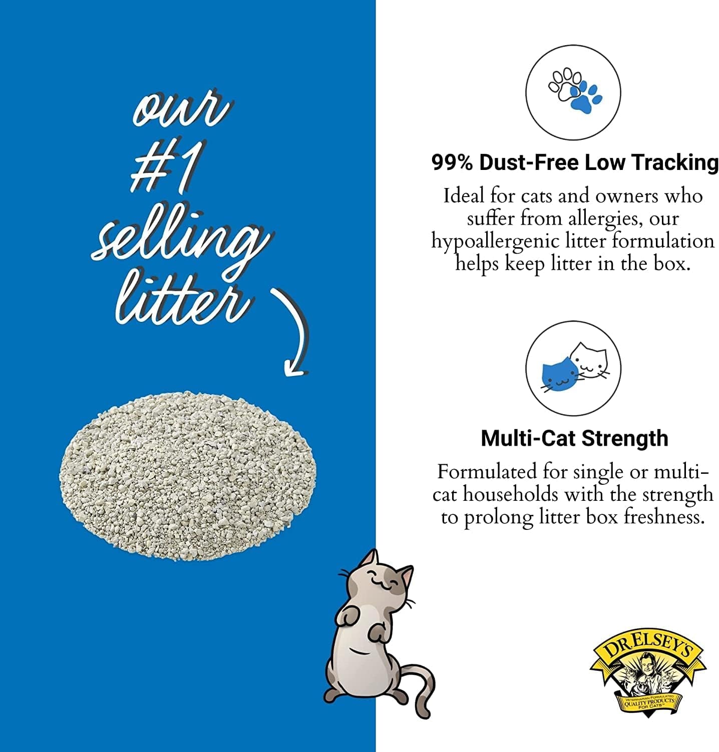 Dr. Elsey'S Premium Clumping Cat Litter - Ultra - 99.9% Dust-Free, Low Tracking, Hard Clumping, Superior Odor Control, Unscented & Natural Ingredients