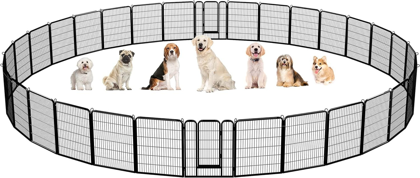 Yaheetech Dog Playpen, 32 Panels 40 Inch Height Small Animals Pen Heavy Duty Pet Fence for Puppy/Cat/Rabbit Extra Large Foldable Pet Exercise Pen for RV Camping Garden Outdoor Indoor