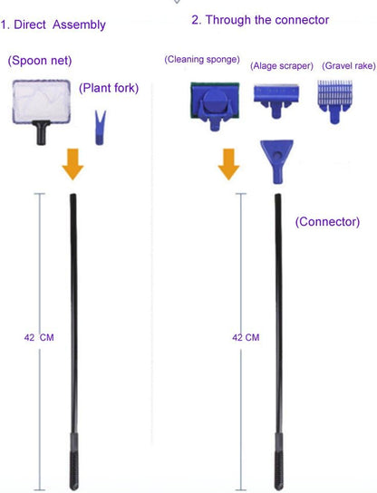 GreenJoy Aquarium Fish Tank Cleaning Kit Tools Algae Scrapers Set 5 in 1 & Fish Tank Gravel Cleaner - Siphon Vacuum for Water Changing and Sand Cleaner (Cleaner Set)