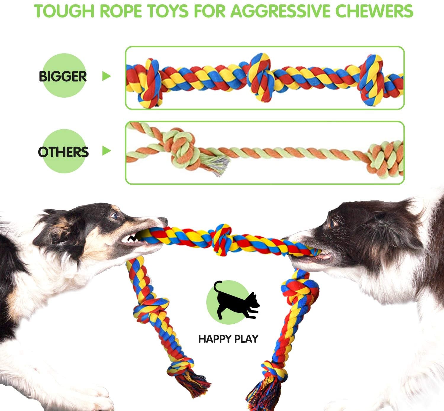 XL Dog Chew Toys for Aggressive Chewers Large Breed, 14 Pack Tough Indestructible Dog Toys for Aggressive Chewers, Durable Puppy Chew Toys for Teething, Heavy Duty Cotton Dog Rope Toys for Large Dogs