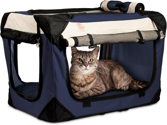 Large Cat Carrier & Dog Carrier for Most Cats or Small Dog. Soft Sided Pet Carrier for Travel. Collapsible Portable Cat Bag with Soft Bed, Top & Side Loading, Locking Zippers, Puppy Crate & Cat Kennel