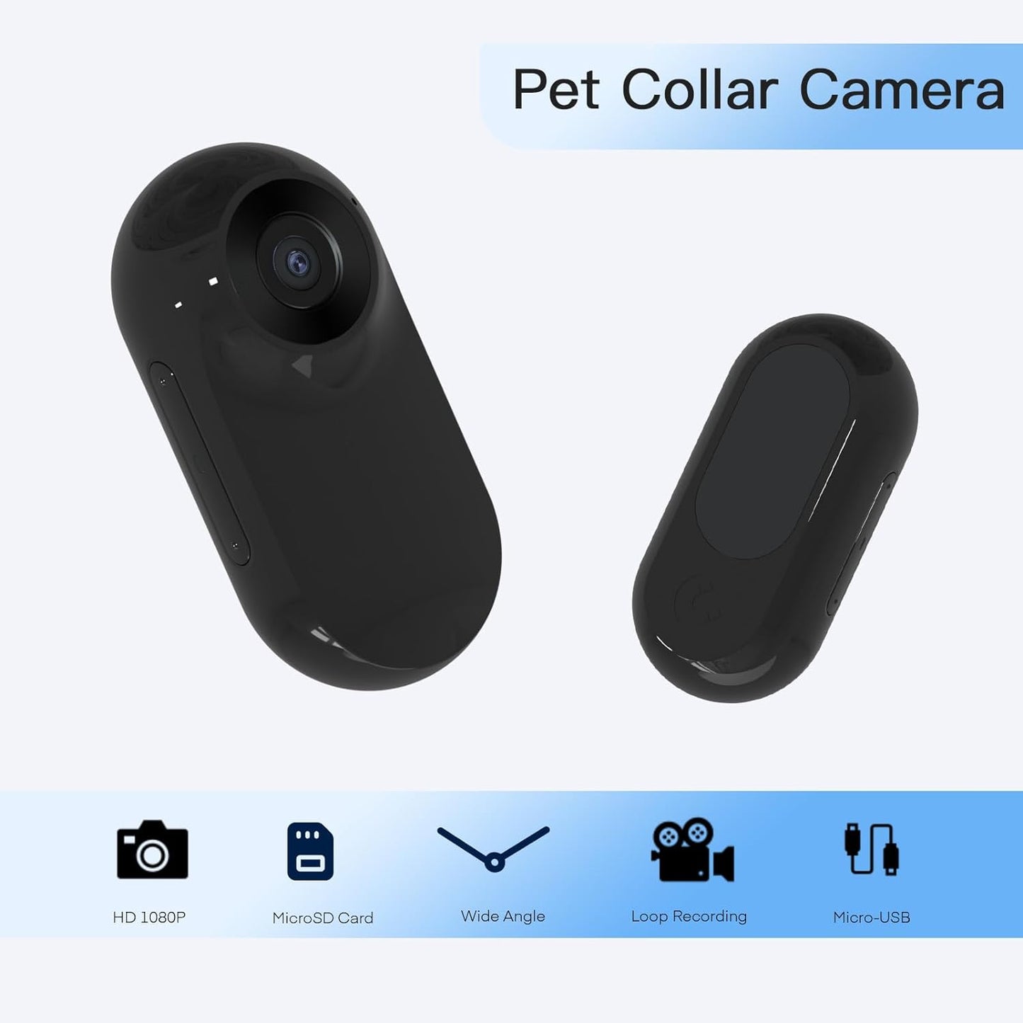 Newly Update Cat Camera with 16GB SD Card, HD 1080P Sport Action Camera Cat Collar Camera Pet Supplies Video Records Camera for Cats Dogs Birthday Gift, Black(Collar Not Included)