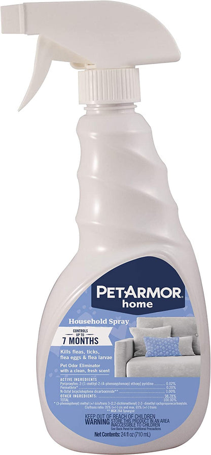 PETARMOR Home Household Spray for Fleas and Ticks, Flea Treatment for Home, Prevents Flea and Tick Re-Infestations for Cats and Dogs, Treats Carpet, Furniture, and More, 24 Ounce