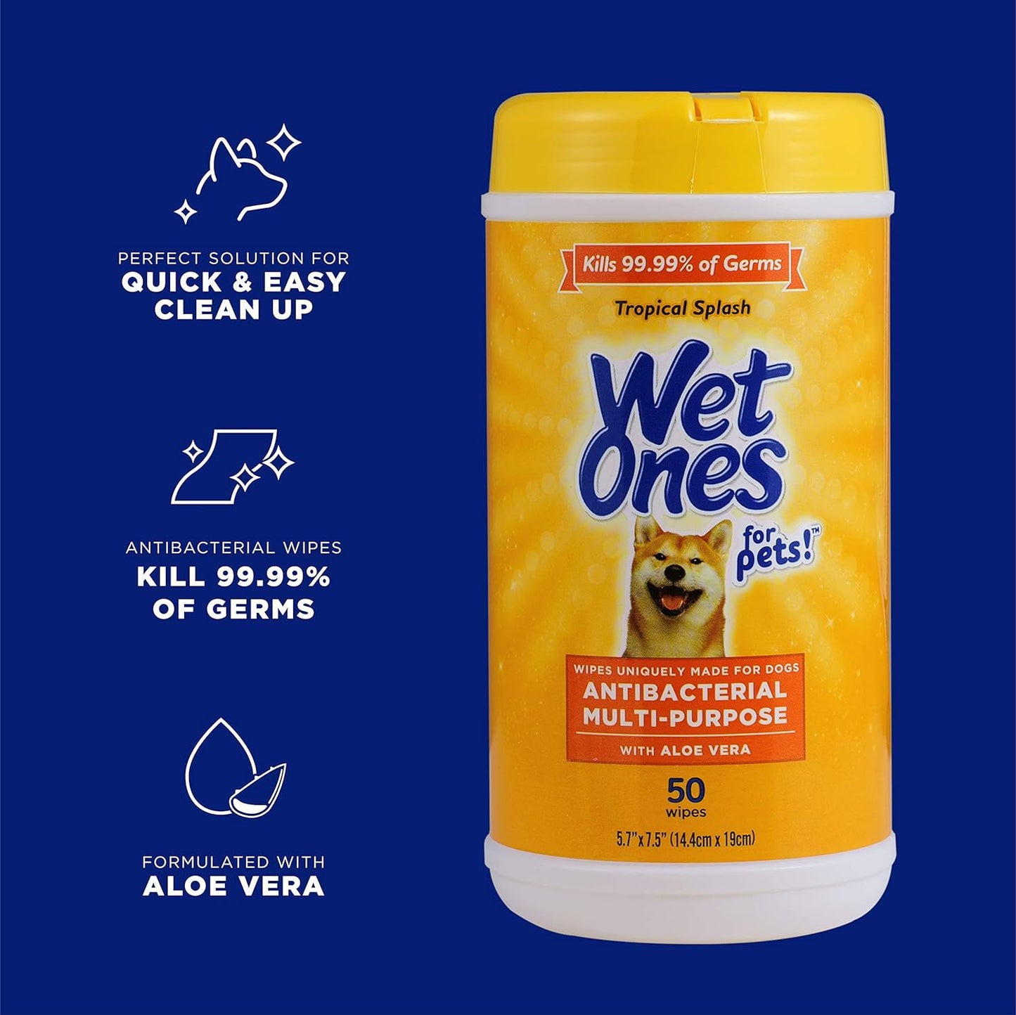 Wet Ones for Pets Multi-Purpose Dog Wipes with Aloe Vera Dog Wipes for All Dogs in Tropical Splash Scent, Wipes with Wet Lock Seal Pouch Dog Wipes (Pack of 1, 30 Count Total)