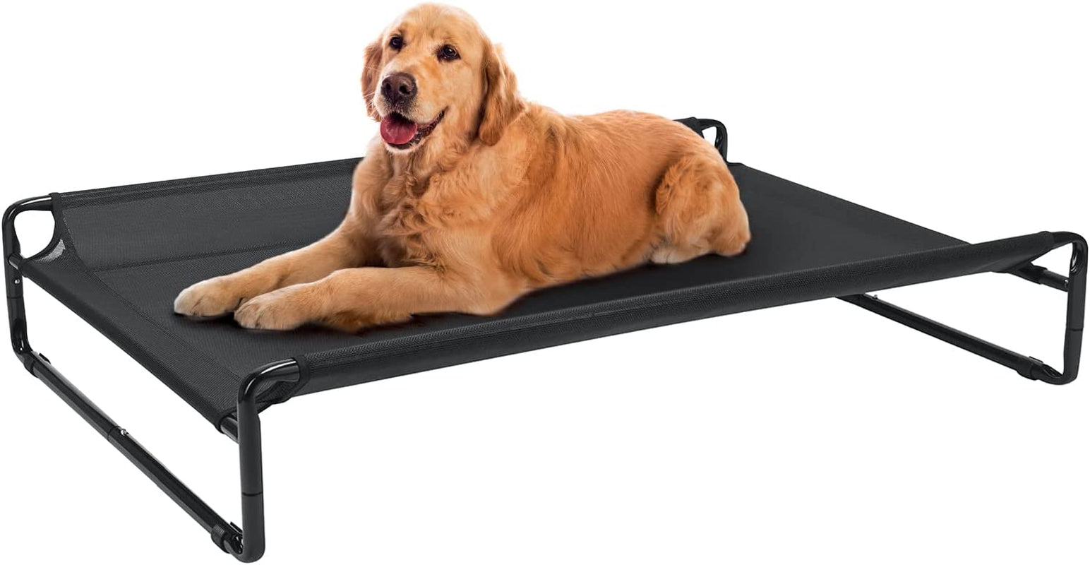 Veehoo Original Cooling Elevated Dog Bed, Outdoor Raised Dog Cots Bed for Large Dogs, Portable Standing Pet Bed with Washable Breathable Mesh, No-Slip Feet for Indoor Outdoor, X-Large, Black, CWC2201