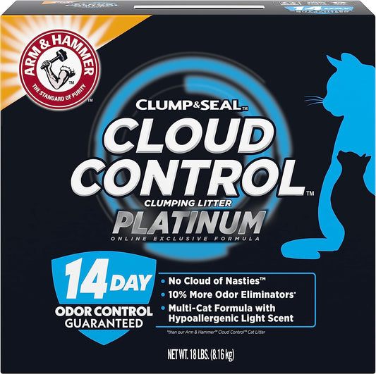 Arm & Hammer Cloud Control Platinum Multi-Cat Clumping Cat Litter with Hypoallergenic Light Scent, 14 Days of Odor Control, 18 Lbs, Online Exclusive Formula