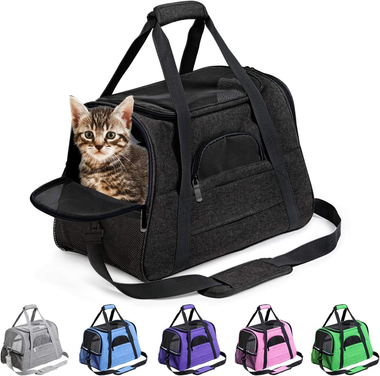 Prodigen Cat Carrier Dog Carrier for Medium Dogs Dog Travel Crate Soft Slided Collapsible Pet Travel Carrier, Large (20.5" W X 13.5" H X 10" D)