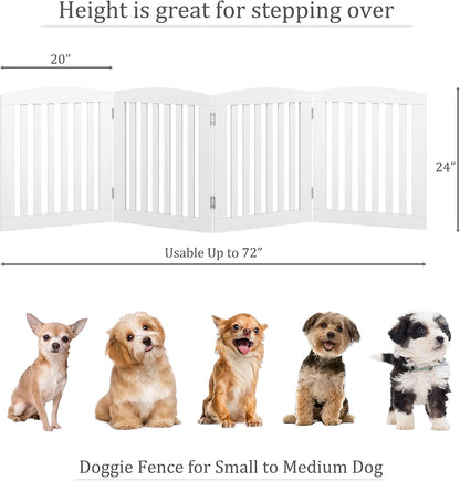 PAWLAND Wooden Freestanding Foldable Pet Gate for Dogs, 24 Inch 4 Panels Step over Fence, Dog Gate for the House, Doorway, Stairs, Extra Wide (Espresso, 24" Height-4 Panels)