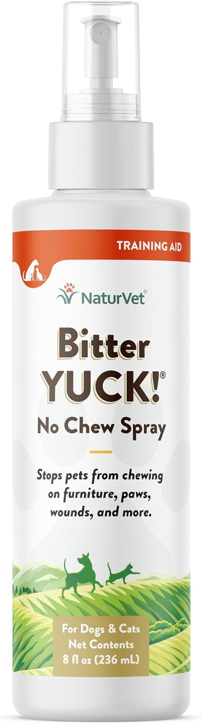 Naturvet Bitter Yuck! No Chew Spray for Dogs, Cats, and Horses Pet Training Spray, Liquid, Made in the USA, 16 Ounce