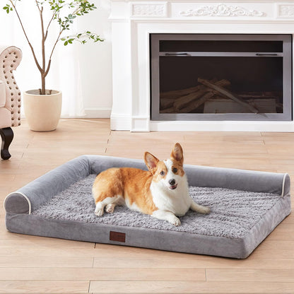 Orthopedic Dog Beds Medium Sized Dog, Pet Sofa Bed with Removable Washable Cover, Egg Foam Support, Bolster Cushion for Comfortable Sleep, Waterproof Lining and Non-Slip Bottom