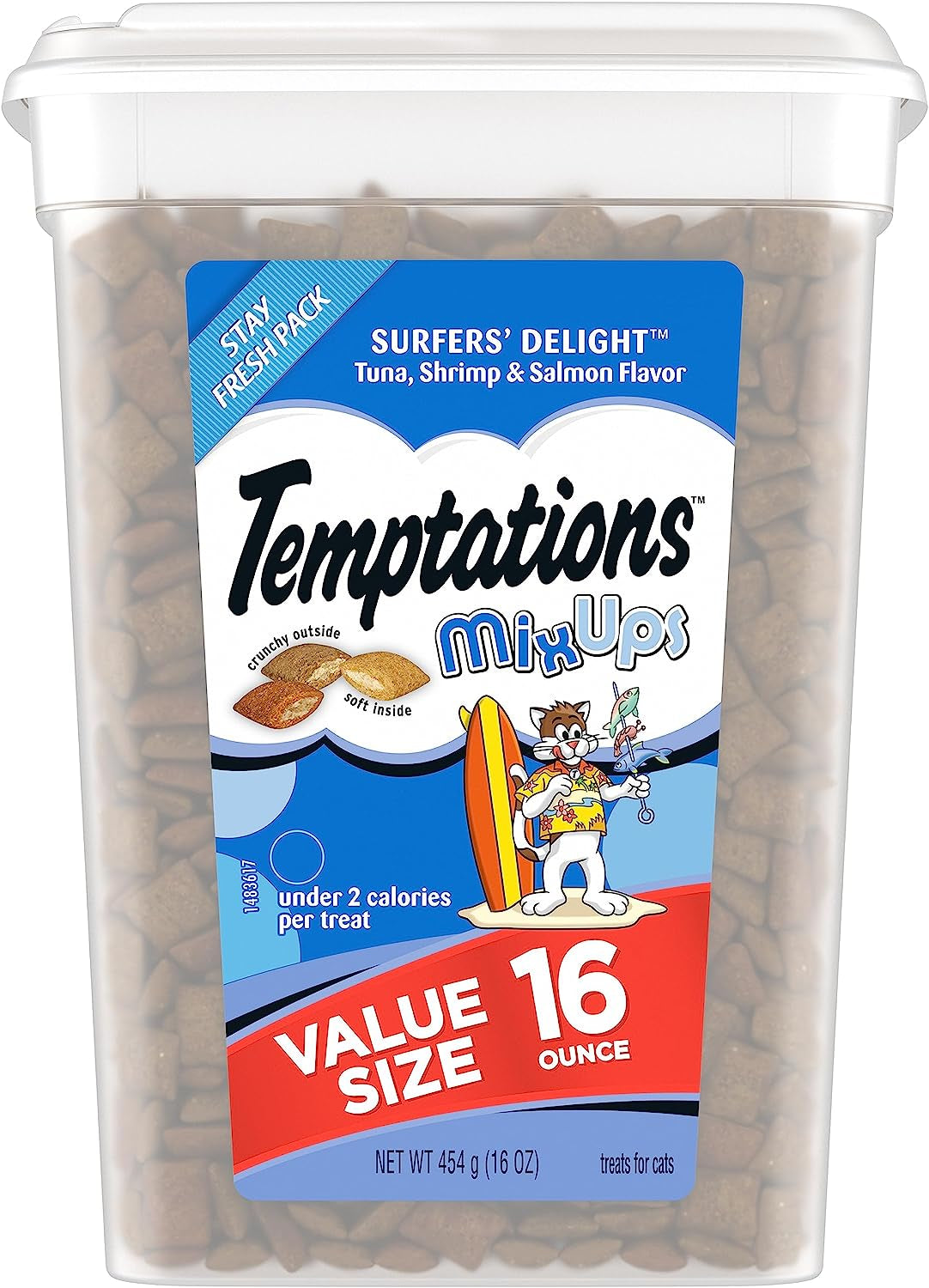 TEMPTATIONS MIXUPS Crunchy and Soft Cat Treats Surfer'S Delight Flavor, 6.3 Oz. Pouch, Pack of 10