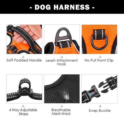 PHOEPET No Pull Dog Harnesses for Small Dogs Reflective Adjustable Front Clip Vest with Handle 2 Metal Rings 3 Buckles [Easy to Put on & Take Off](S, Pink)