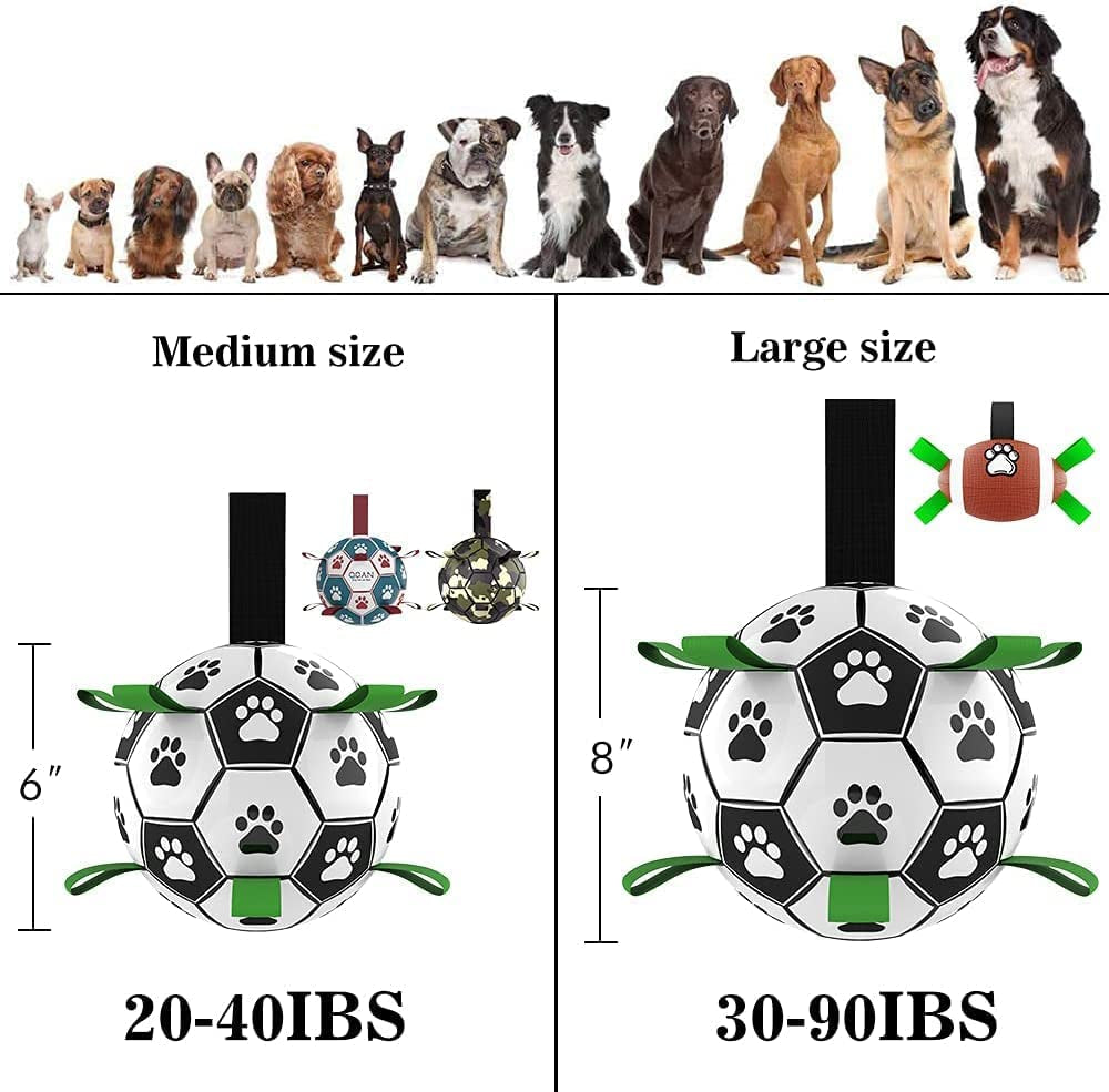 Dog Soccer Ball Football Basketball Set - 3 PCS Dog Balls with Strap for Tug of War, Soccer Ball Football Toys for Small Medium Large Dogs, Herding Ball for Dogs, Dog Birthday Toy