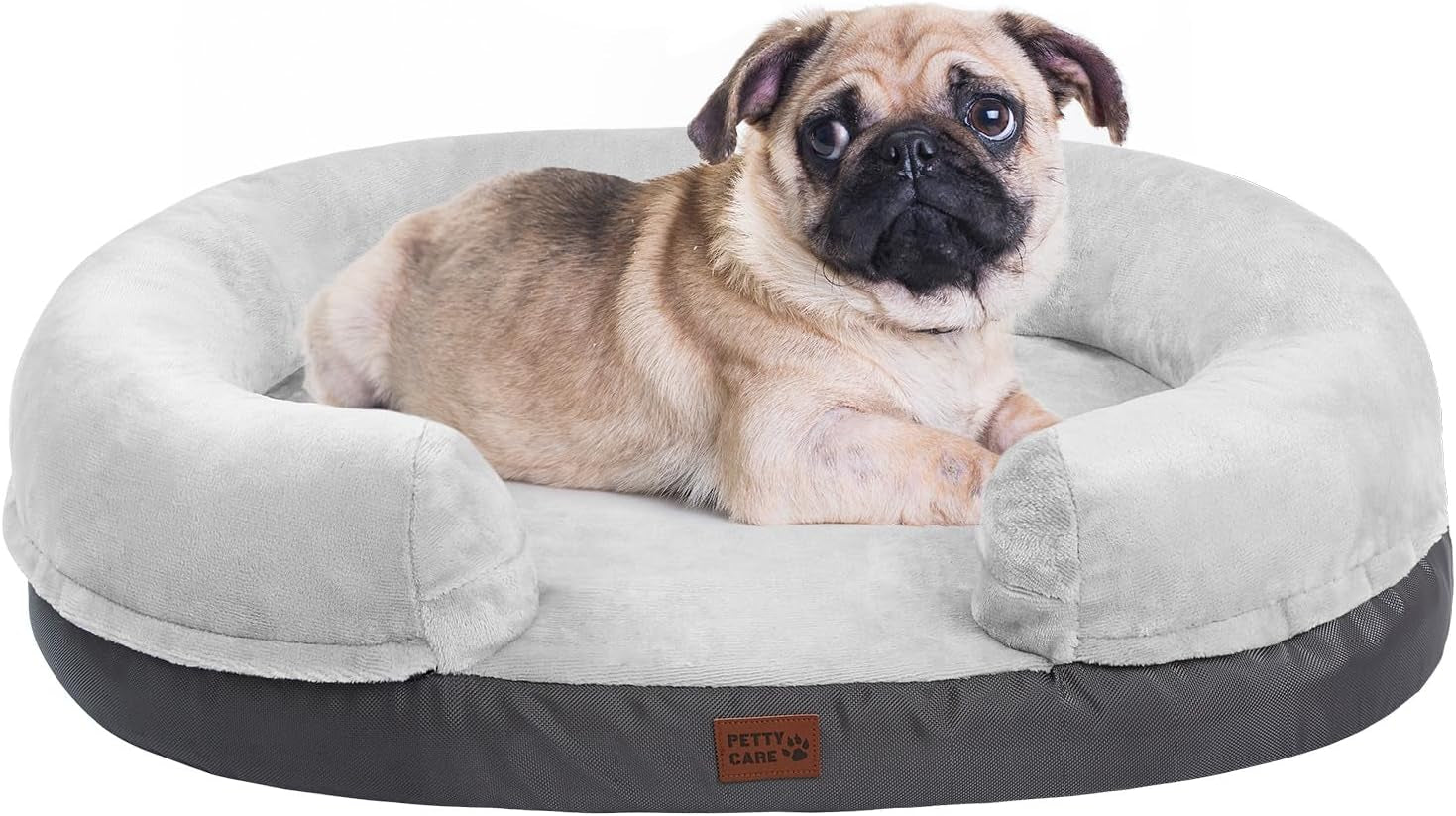 Orthopedic Dog Bed for Extra Large Dogs with Memory Foam, Waterproof Pet Bed Soft Sofa with Washable Removable Cover Anti-Slip Bottom, Extra Head and Neck Support Sleeper, 44” Grey