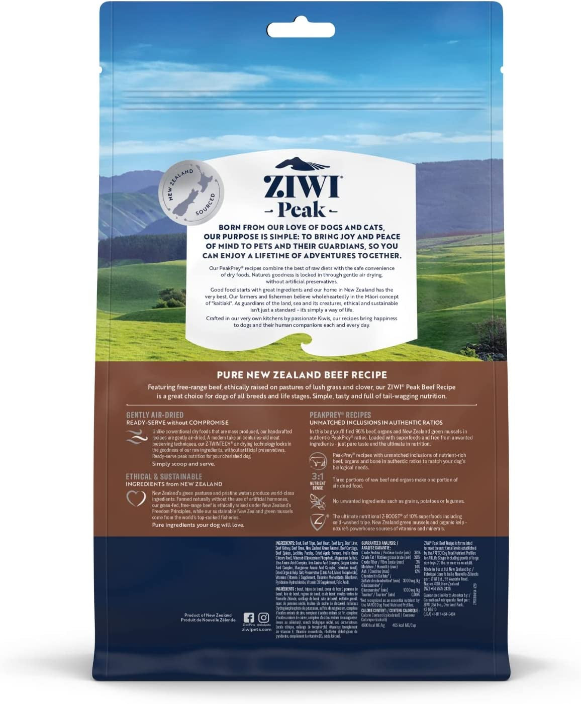 ZIWI Peak Air-Dried Dog Food – All Natural, High Protein, Grain Free & Limited Ingredient with Superfoods (Venison, 2.2 Lb)