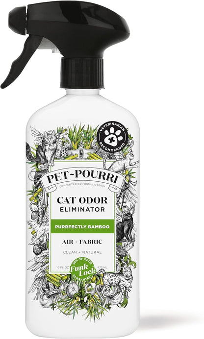 Pet-Pourri Pet Odor Air + Fabric Odor Freshener Spray, Purrfectly Bamboo, 16 Fl Oz