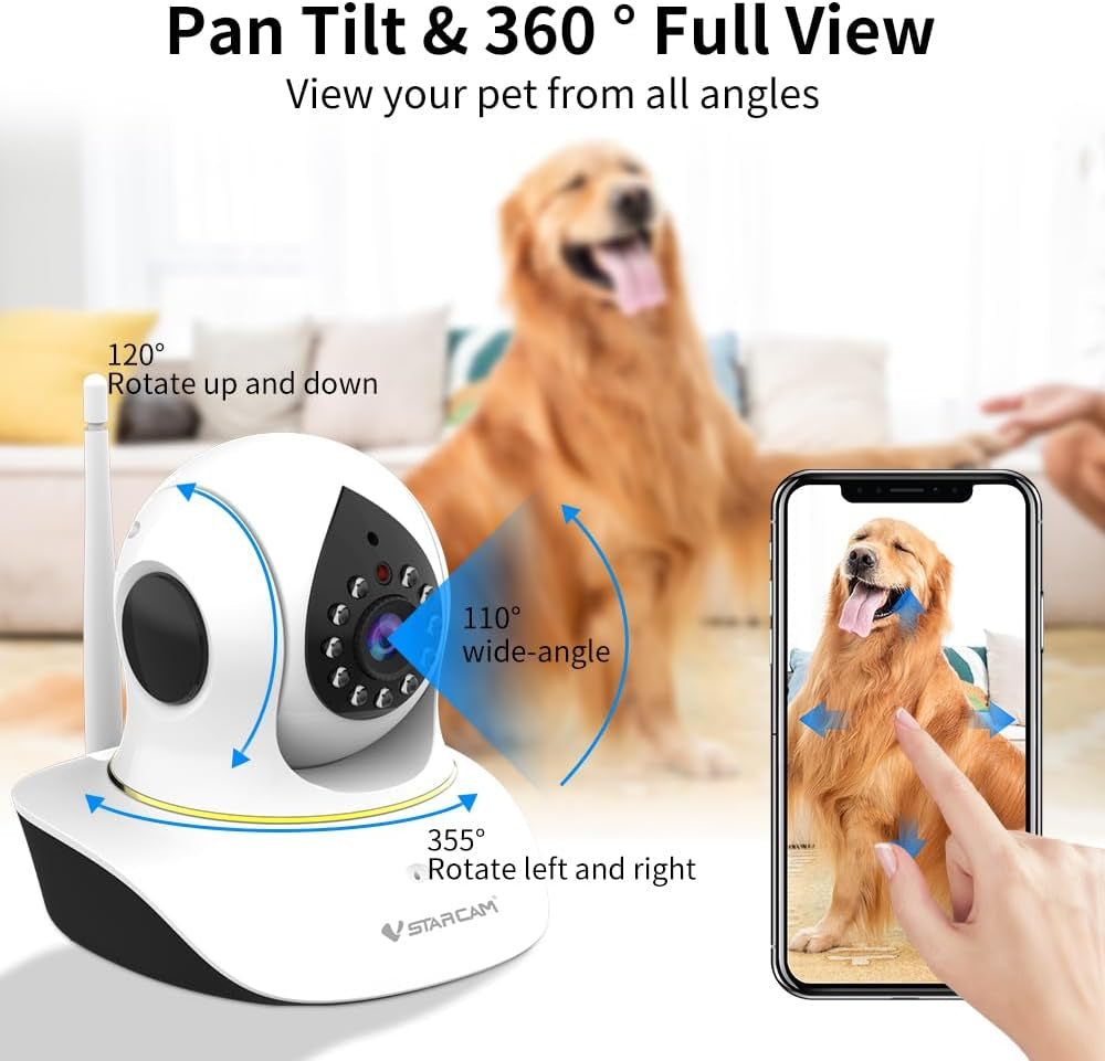 VSTARCAM Pet Camera with Laser, 3MP 2.4Ghz Wifi Interactive Dog & Cat Laser Toy Camera with Night Vision, Motion Detection Alerts, APP Remote Control Indoor Security Camera for Pet Monitoring