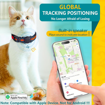 Dog Tracker Collar, No Monthly Fee Cat Tracker Collar(Only Ios), Compatible with Apple Findmy App, Reflective Findertag Smart Collars, Anti-Lost, Key Finder for Vehicles/Pets/Kids/Items