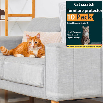 Anti Cat Scratch Furniture Protector, 10 Pack, Cat Couch Protector, Couch Protector for Cats, Furniture Protectors from Cats, Couch Cat Scratch Protector 10 Pack + 50 Twist Pins