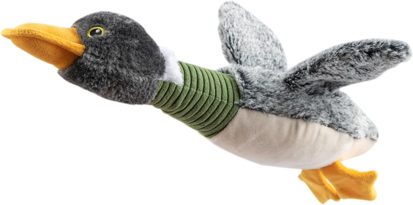 Best Pet Supplies Interactive Mallard Mates Dog Toy with Crinkle and Squeaky Enrichment for Small and Medium Breed Puppies or Dogs, Cute and Plush - Mallard Duck Wing (Gray), Medium