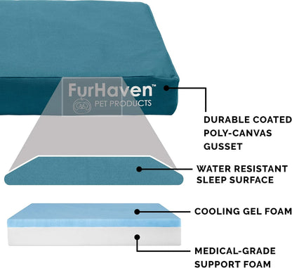 Furhaven Water-Resistant Memory Foam Dog Bed for Large Dogs W/ Removable Quilt Top & Washable Cover, for Dogs up to 125 Lbs - Indoor/Outdoor Quilt Top Convertible Mattress - Sand, Jumbo Plus/Xxl