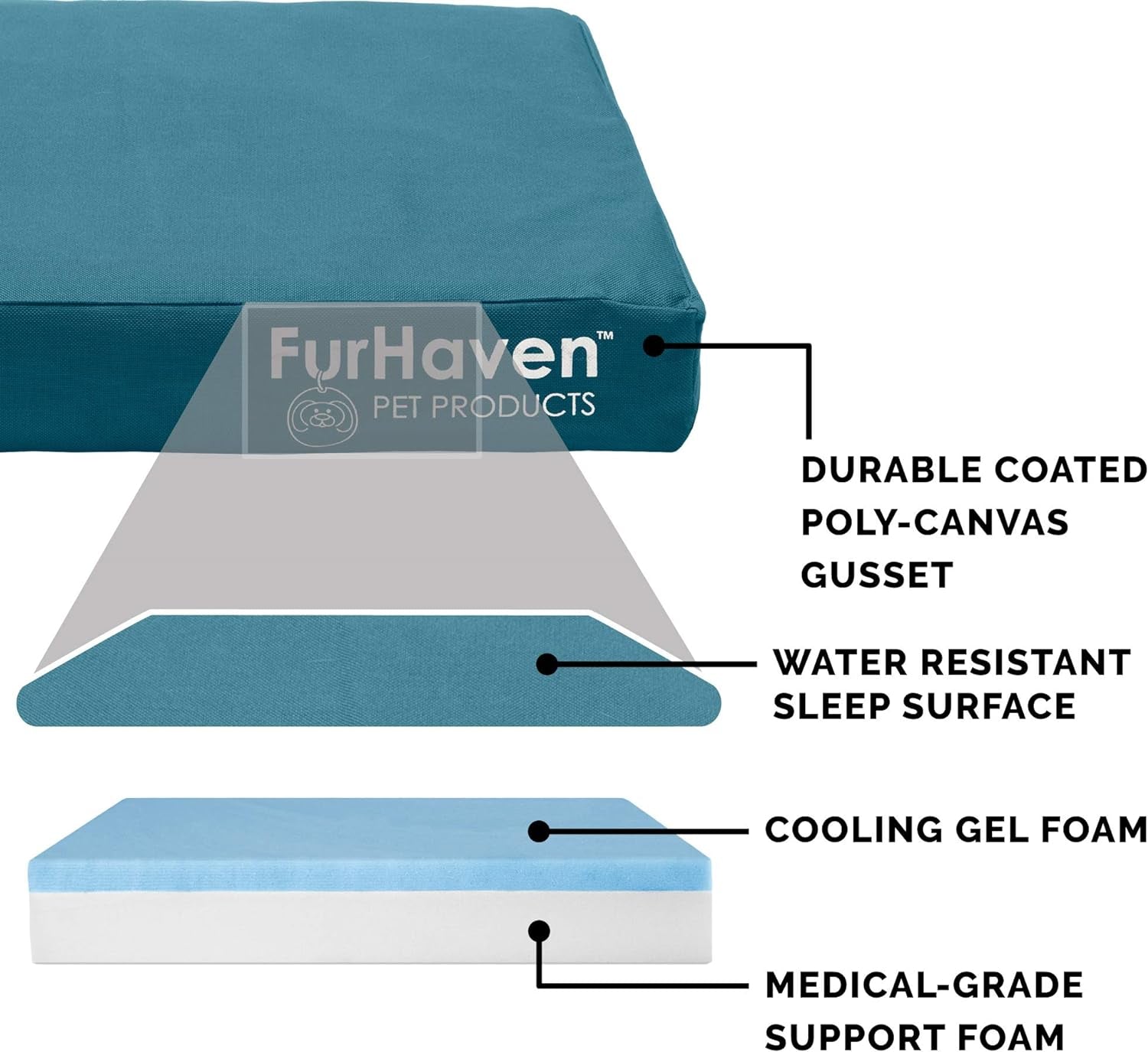 Furhaven Water-Resistant Cooling Gel Dog Bed for Large/Medium Dogs W/ Removable Washable Cover, for Dogs up to 55 Lbs - Indoor/Outdoor Logo Print Oxford Polycanvas Mattress - Chestnut, Large