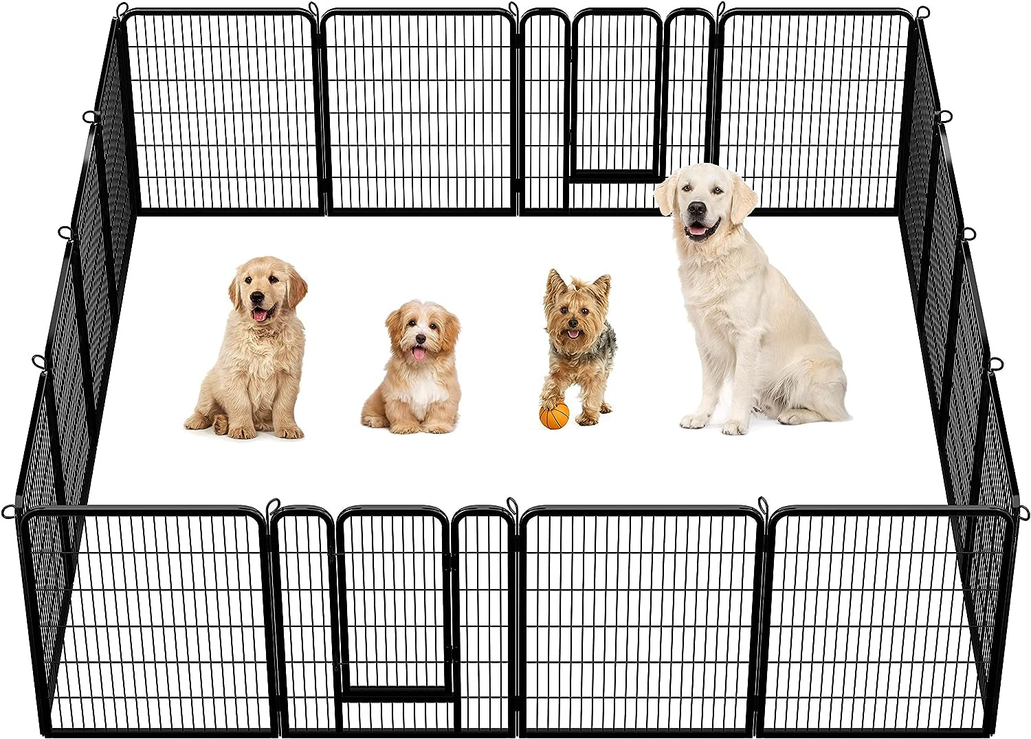 Yaheetech Outdoor Dog Playpen, Dog Pen Fences 12 Panels 40" Height Puppy Pet Playpen for Small/Medium Dogs Exercise Pen with 2 Doors Indoor Playpen for the Yard Garden RV Camping