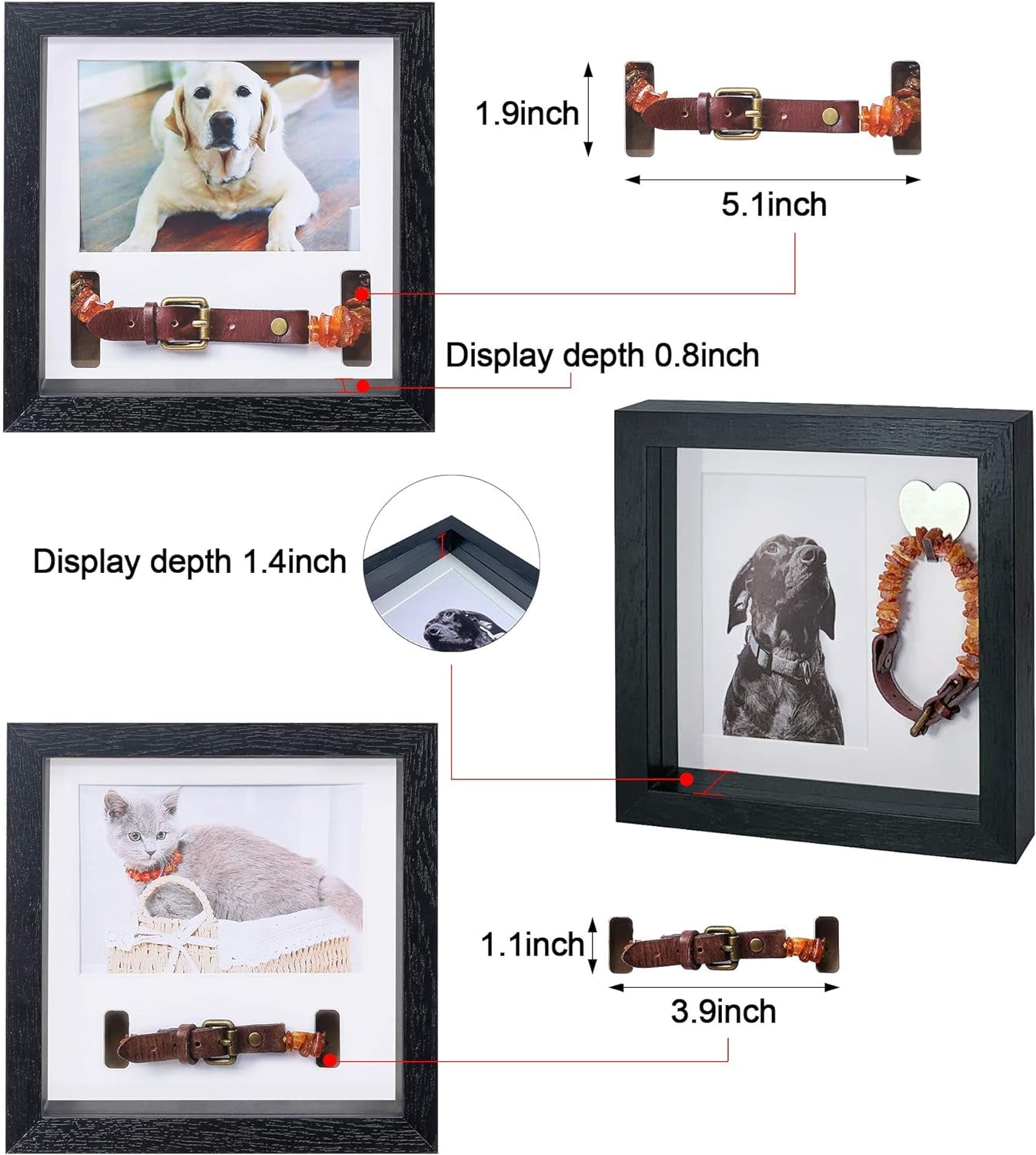 Kcrasan Pet Memorial Picture Frame - Dog Memorial Sentiment Frame for Loss of Dog Gifts - Pet Collar Frame Remembrance Sympathy Dog or Cat Tribute Keepsake(Brwon)