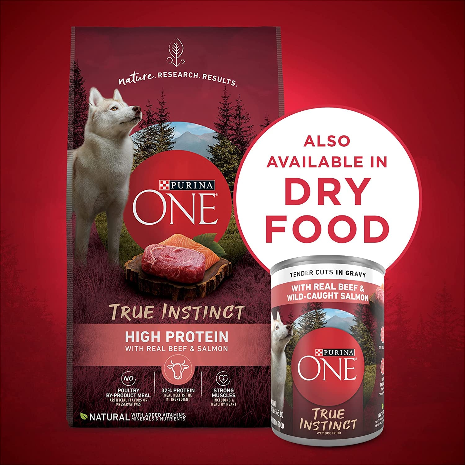 Purina ONE Wet Dog Food True Instinct Classic Ground Grain-Free Formula with Real Turkey and Venison High Protein Wet Dog Food - (Pack of 12) 13 Oz. Cans