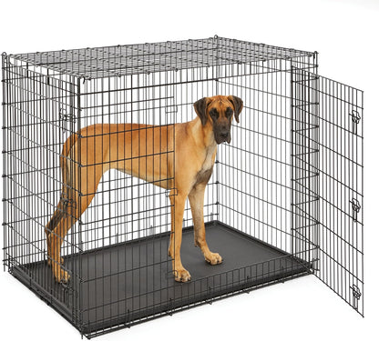 Midwest Homes for Pets Ginormous Double Door 54-Inch Dog Crate for XXL Dogs Breeds; Great Dane, Mastiff, St. Bernard, Drop Pin Assembly Requires Two People; Divider Panel Not Included; Black: SL54DD