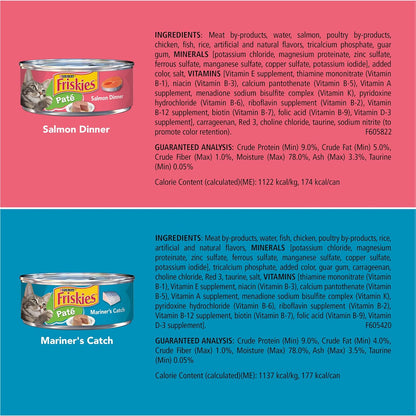 Purina Friskies Wet Cat Food Pate Variety Pack Seafood and Chicken Pate Favorites - (Pack of 40) 5.5 Oz. Cans