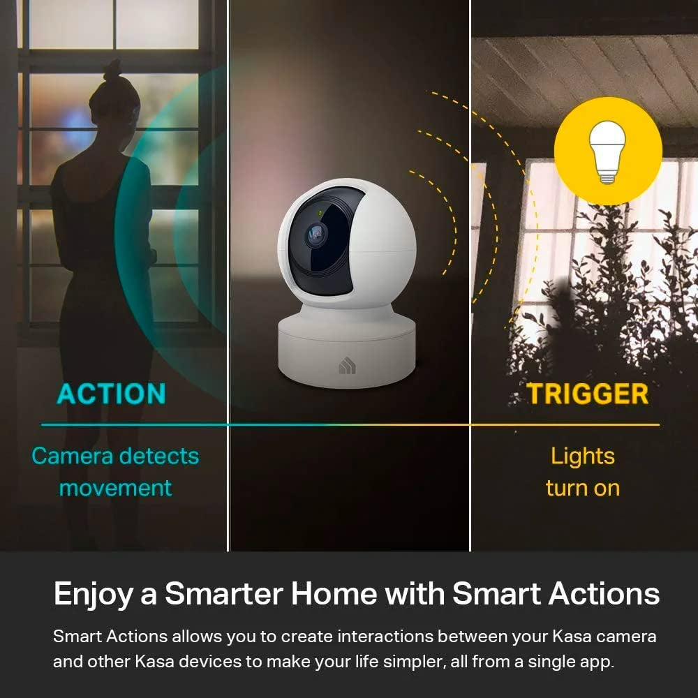 Kasa Indoor Pan/Tilt Smart Security Camera, 1080P HD Dog-Camera,2.4Ghz with Night Vision,Motion Detection for Baby and Pet Monitor, Cloud & SD Card Storage, Works with Alexa& Google Home (EC70), White