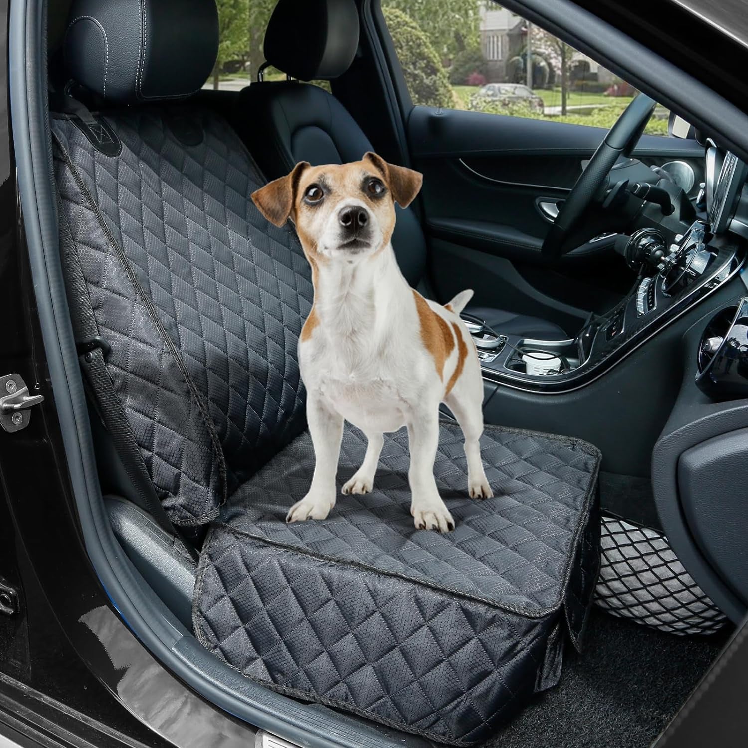 PETICON Waterproof Front Seat Car Cover 2 Pack, Full Protection Dog Car Seat Cover with Side Flaps, Nonslip Scratchproof Captain Chair Seat Cover Fits for Cars, Trucks, Suvs, Jeep, Black