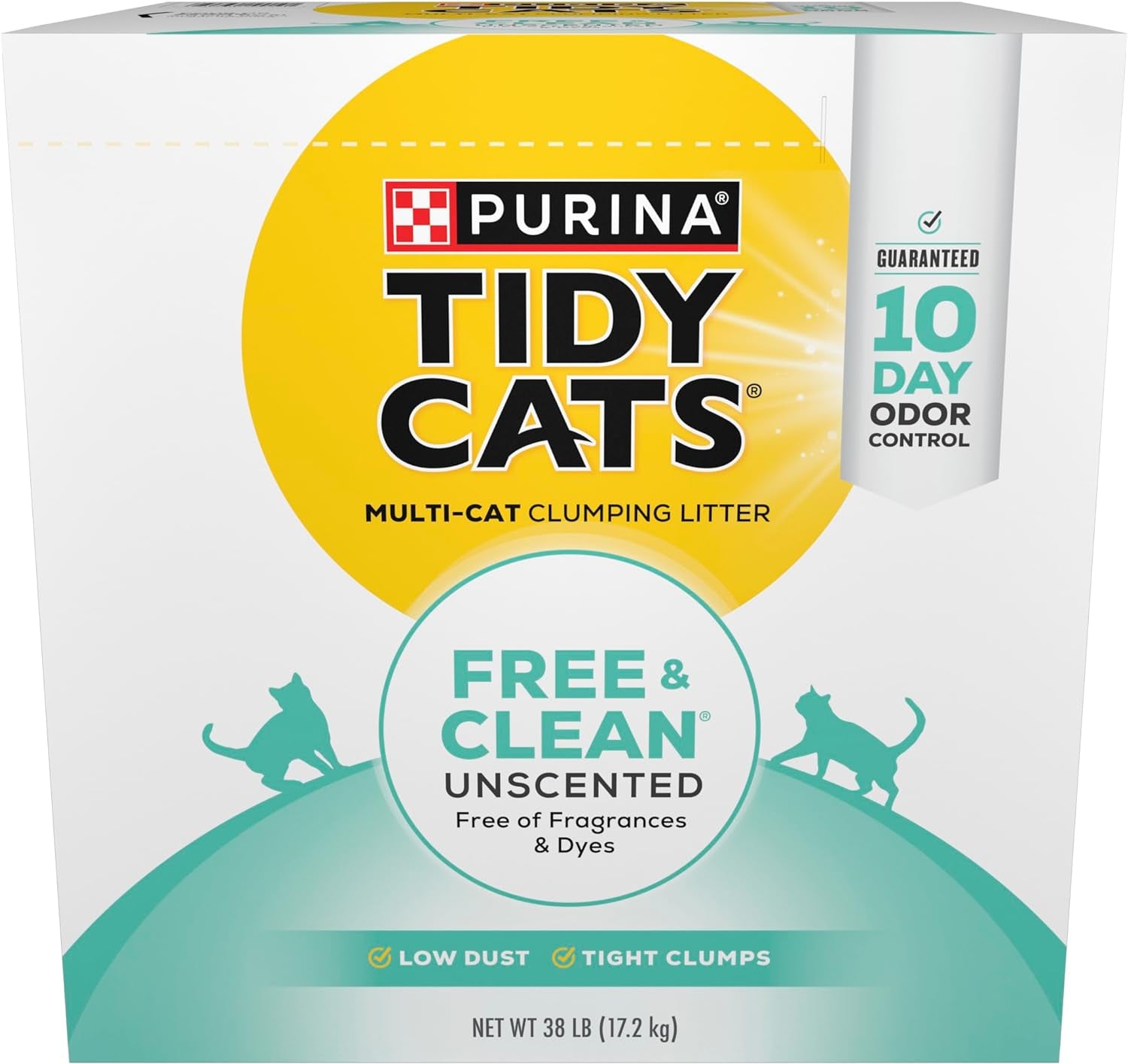 Purina Tidy Cats Clumping Cat Litter Odor Control, Free and Clean Unscented Multi Cat Litter - 16 Lb. Bag