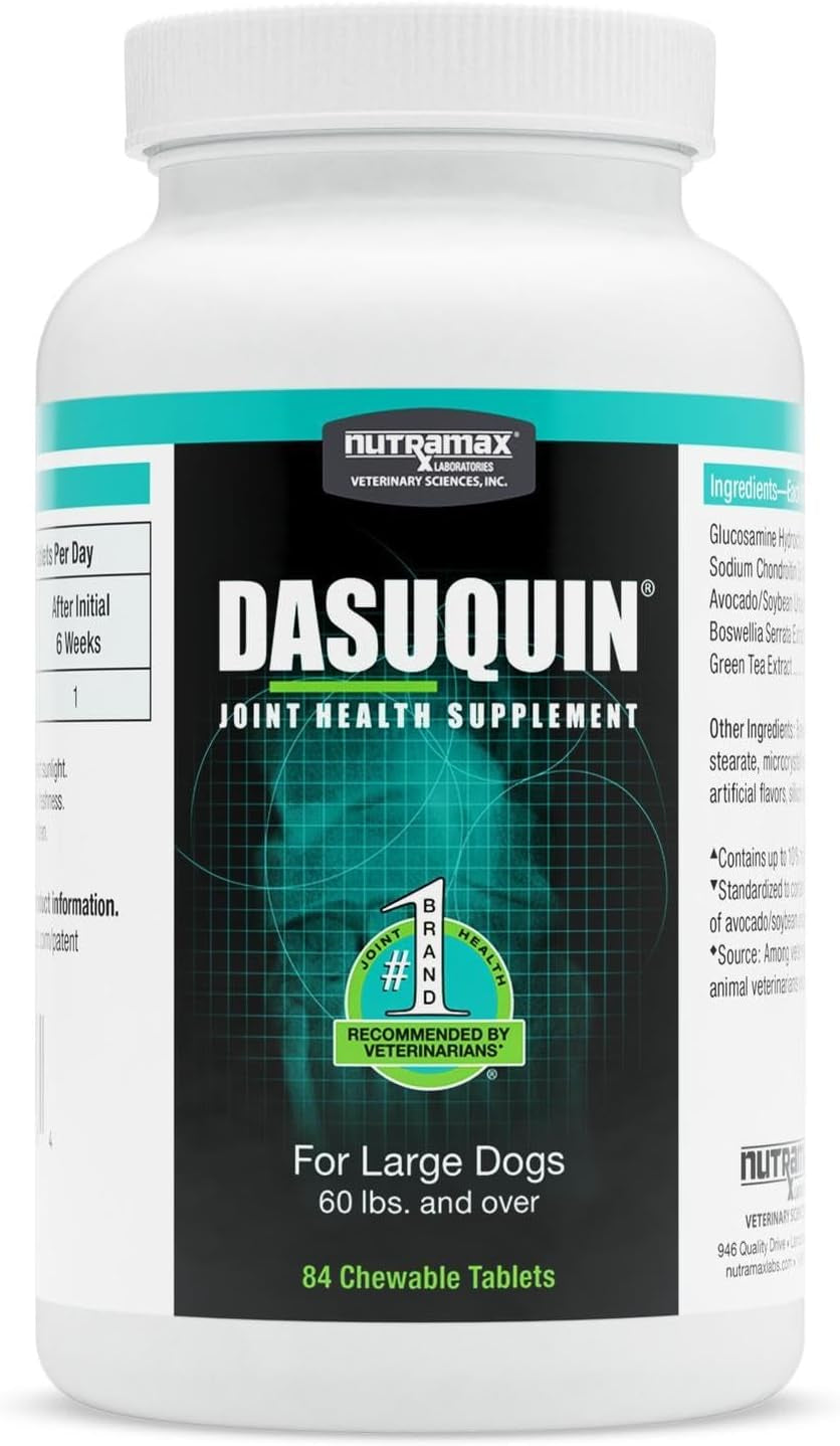 Nutramax Laboratories Dasuquin Joint Health Supplement for Large Dogs - with Glucosamine, Chondroitin, ASU, Boswellia Serrata Extract, and Green Tea Extract, 84 Chewable Tablets