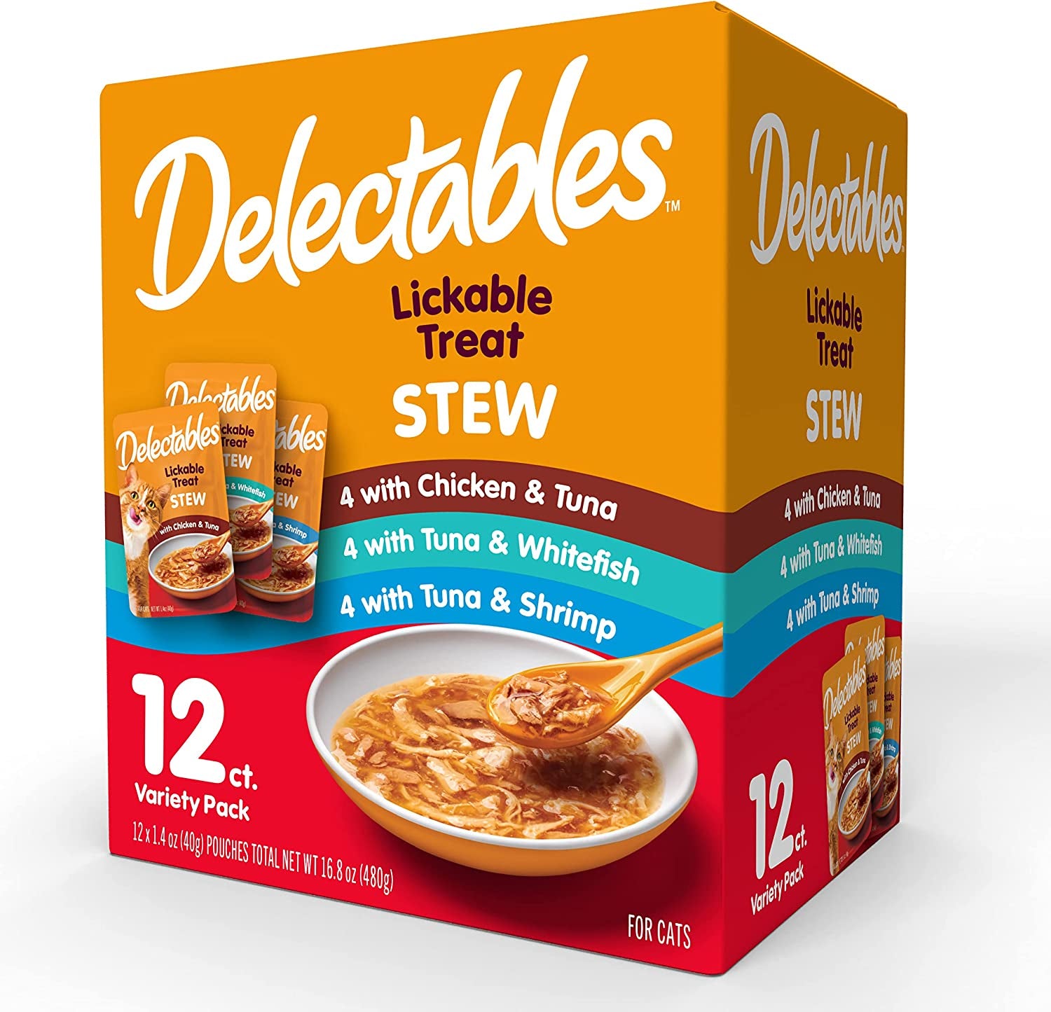 Hartz Delectables Stew Lickable Wet Cat Treats for Adult & Senior Cats, Variety Pack, 30 Count