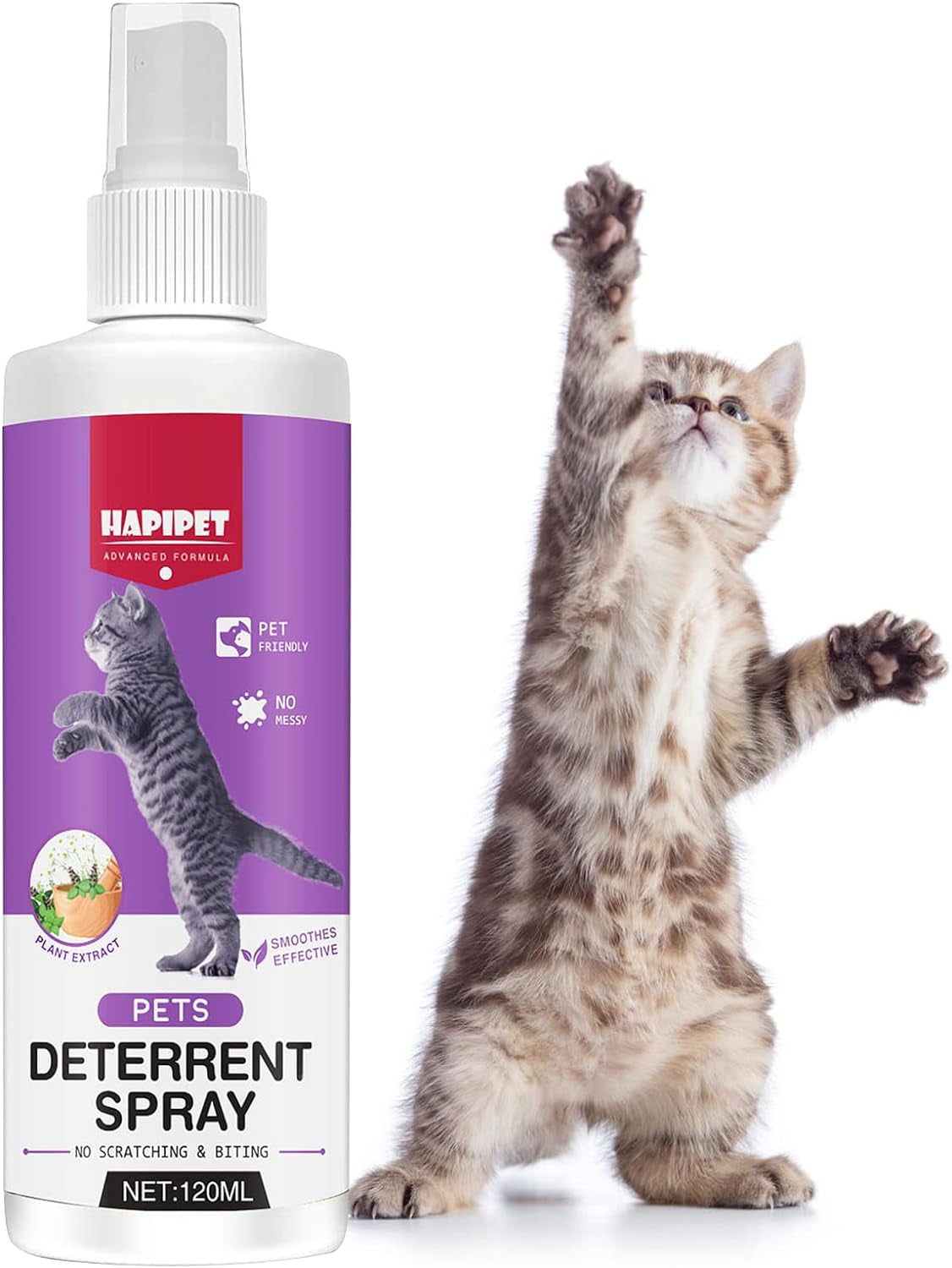 Cat Deterrent Spray, 120ML Cat Repellent Spray, Natural Cat Deterrent Indoor & Outdoor for Pet Behavior Training, Prevent Cats Scratching Furniture & Plants, Suitable for Cats & Dogs