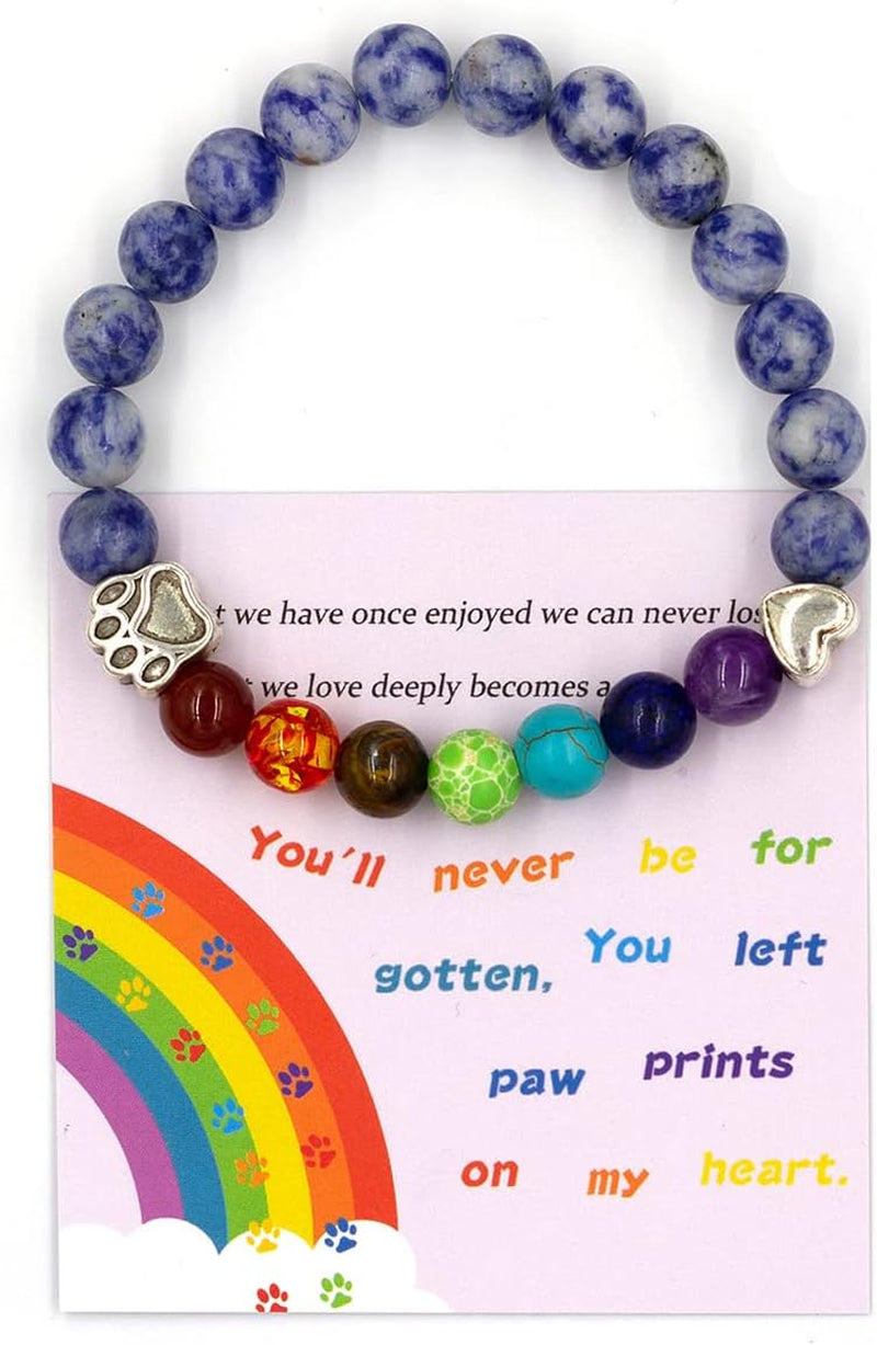 Cat Memorial Gifts Wind Chimes,Cat Loss Sympathy Gifts to Honor and Remember Cat,Pet Memorial Gifts for Cat Lovers with 7 Chakra Rainbow Bridge Bracelet,28 Inches