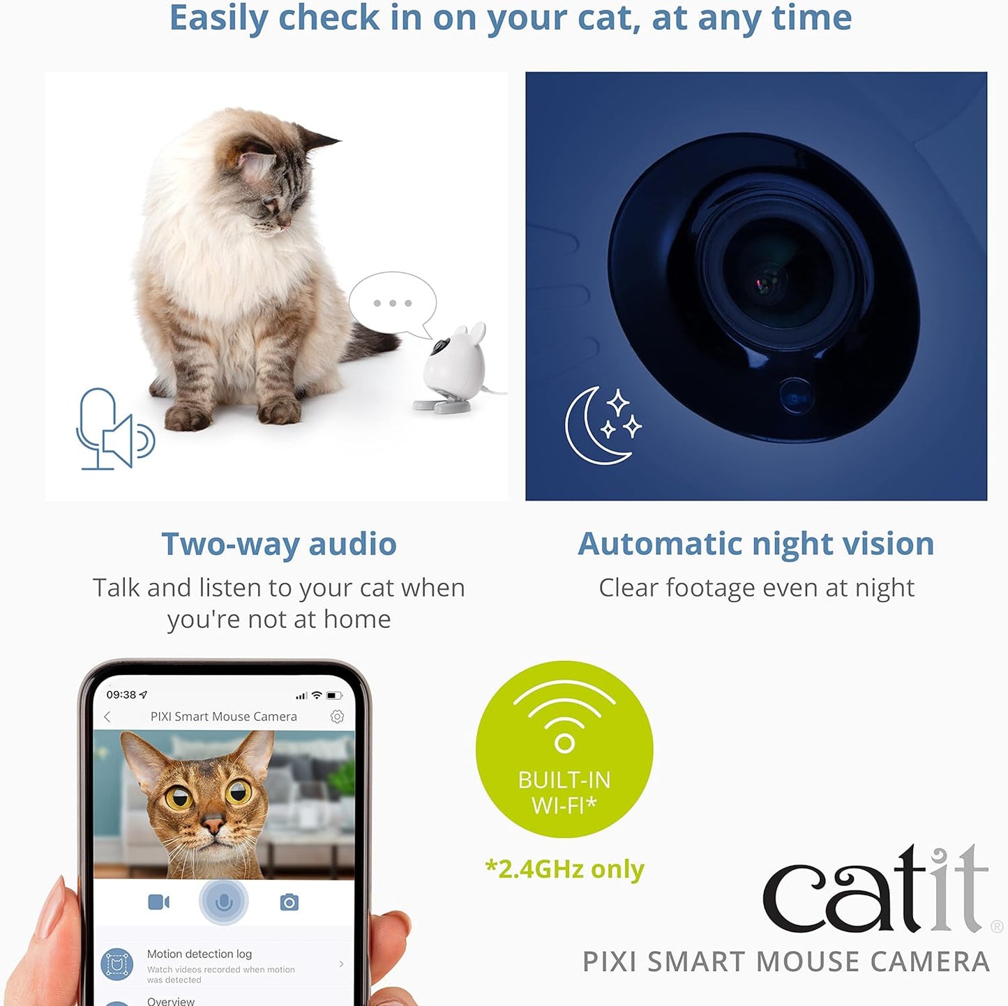 Catit PIXI Smart Mouse Camera, App-Controlled Pet Camera for Cats