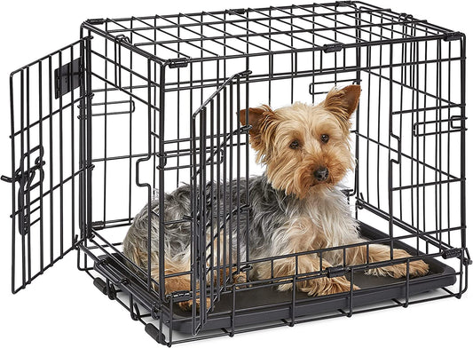 Midwest Homes for Pets Newly Enhanced Double Door Icrate Dog Crate, Includes Leak-Proof Pan, Floor Protecting Feet, Divider Panel & New Patented Features