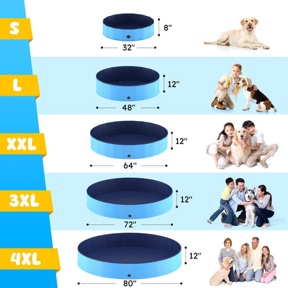 Niubya Foldable Dog Pool, Collapsible Hard Plastic Dog Swimming Pool, Portable Bath Tub for Pets Dogs and Cats, Pet Wading Pool for Indoor and Outdoor, 48 X 12 Inches