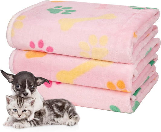 Dono 1 Pack 3 Dog Blankets, Soft Fluffy Fleece Pet Blanket Warm Sleep Mat Paw Print Design Puppy Kitten Throw Blanket Doggy Mat, Blanket for Dogs