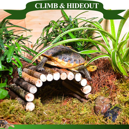 HERCOCCI Bearded Dragon Tank Accessories, Large Reptile Bridge Hammock Flexible - Jungle Climbing Vines and Leaves with Suction Cups Habitat Décor for Hiding& Climbing Snake Gecko Lizard Chameleon