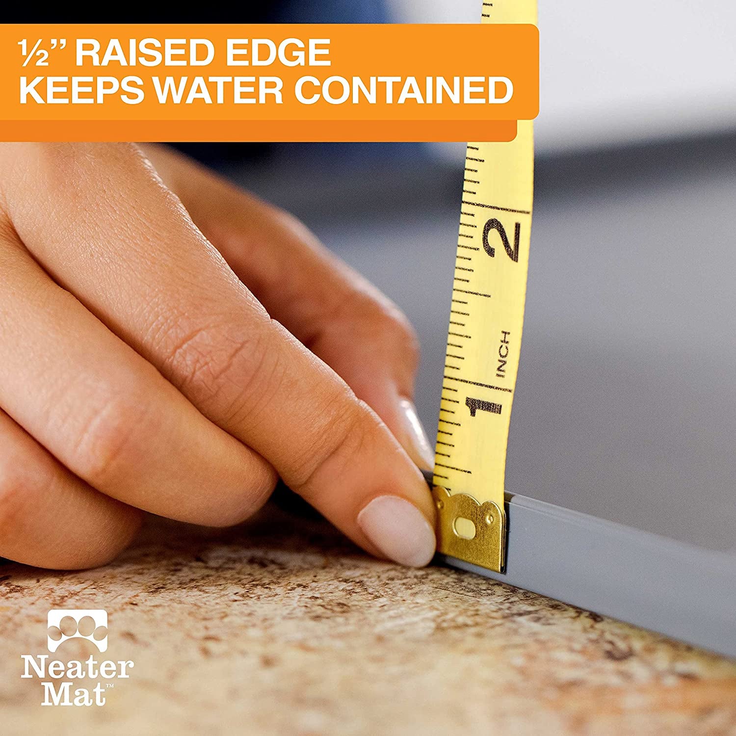 Neater Pet Brands Neater Mat - Waterproof Silicone Pet Bowls Mat - Protect Floors from Food & Water (Dark Blue, 32" X 24" Silicone)