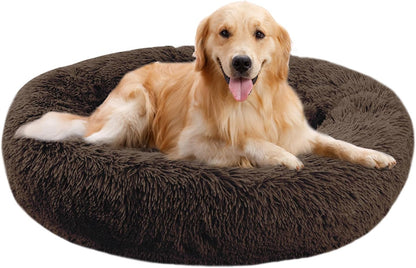 Nisrada Dog Bed for Small Medium Large Dogs, 27 Inch Calming Dogs Bed, Washable-Round Cozy Soft Pet Bed for Puppy and Kitten with Slip-Resistant Bottom