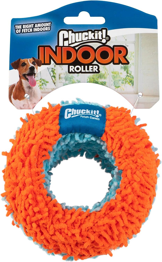 Chuckit Indoor Fetch Roller Dog Toy (7.5 Inch), Orange and Blue